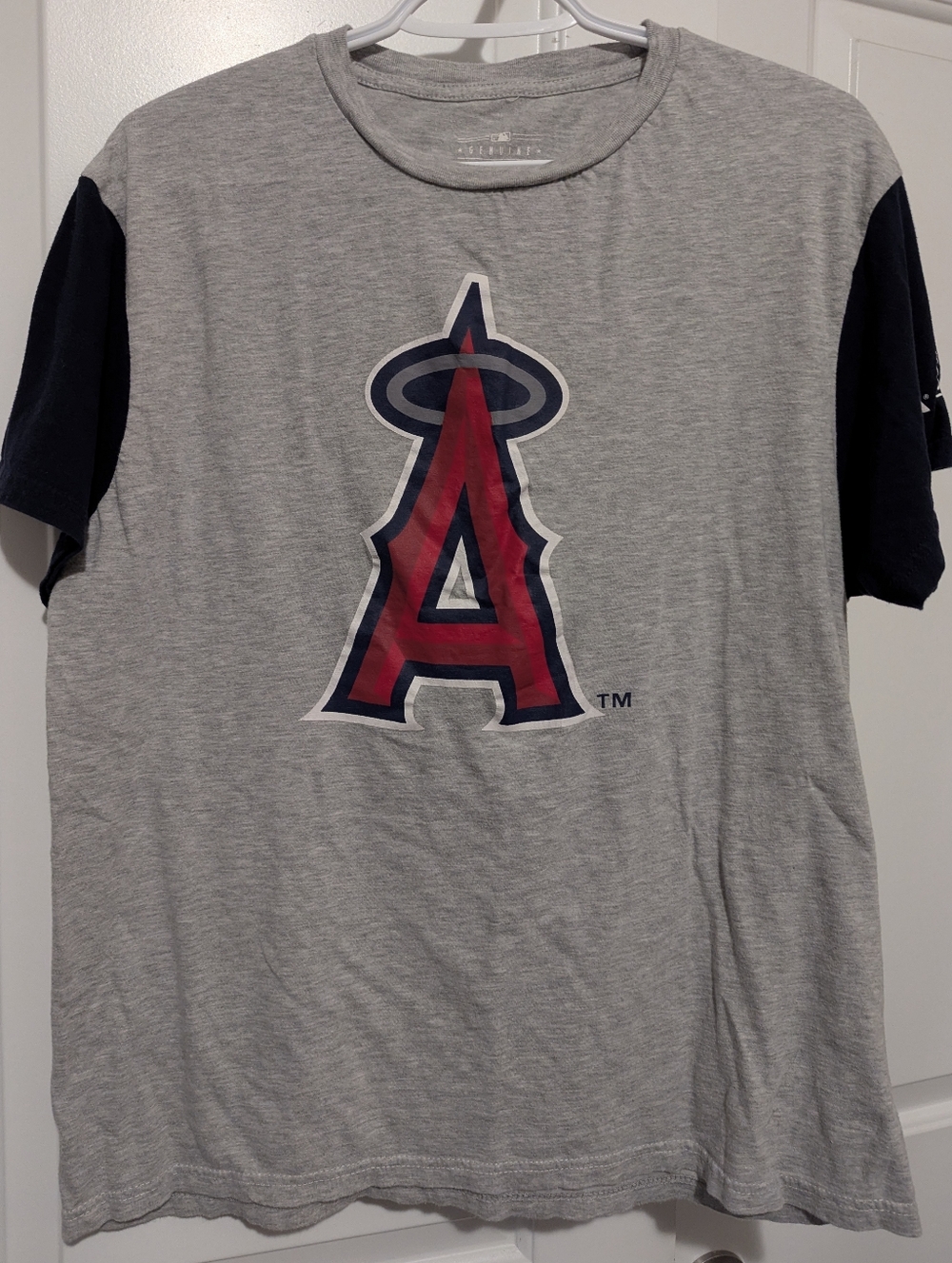 Genuine Merchandise Gray Tee with Red & Navy Angels Logo